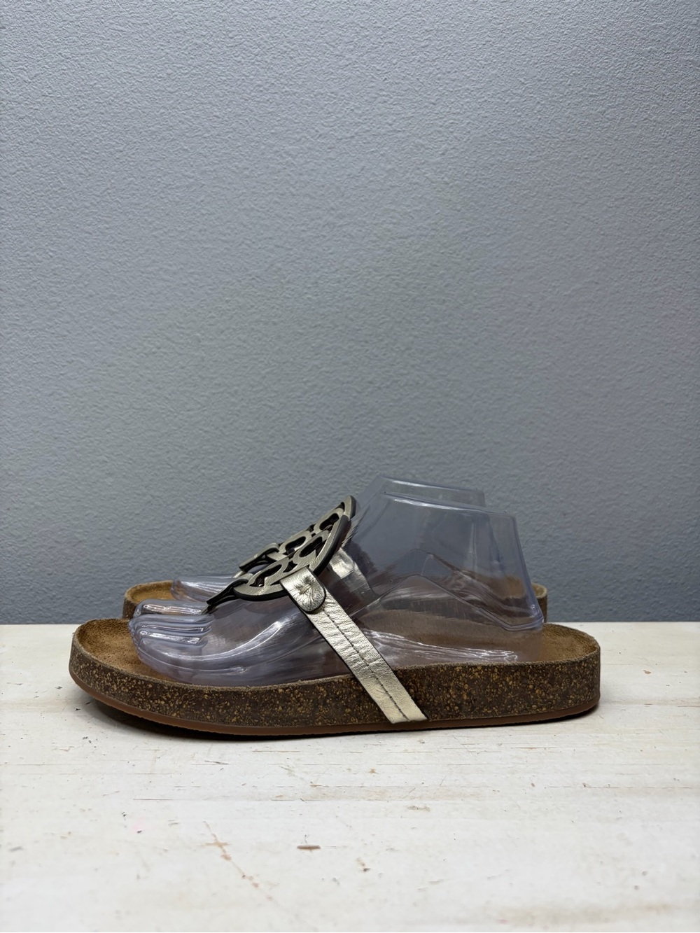 Tory Burch Metallic Gold Leather Miller Cloud Sandals Size 10.5